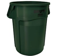 a green trash can with the word brute on it